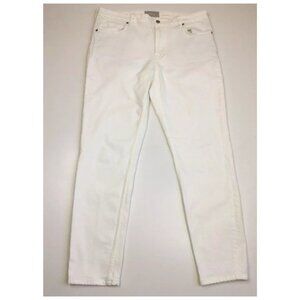 EVERLANE Tall White Wash Mid-Rise 5 Pocket Logo Hardware Jeans